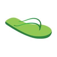 groen slippers, illustratie, vector Aan een wit achtergrond. sandaal strand slijtage icoon vector emoji. strand omdraaien flops slippers vector ontwerp