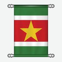 realistisch hangende vlag van Suriname wimpel vector