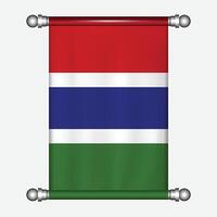 realistisch hangende vlag van Gambia wimpel vector