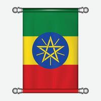 realistisch hangende vlag van Ethiopië wimpel vector