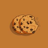 vector illustratie van gebeten koekjes chocola spaander