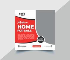 echt landgoed modern huis voor uitverkoop sociaal media post ontwerp sjabloon. elegant huis uitverkoop promotionele plein web banier sjabloon vector