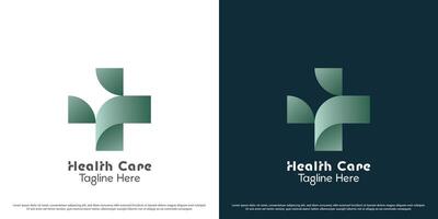 plus Gezondheid logo ontwerp illustratie. kruis vorm plus Gezondheid medisch geschiktheid dokter ziek geduldig verpleegster ziekenhuis kliniek geneesmiddel. wetenschap groen meetkundig abstract gemakkelijk helling modern icoon. vector