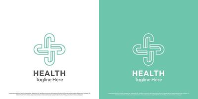 Gezondheid plus logo ontwerp illustratie. lineair vorm kruis Gezondheid geneeskunde kliniek ziekenhuis apotheek dokter gezondheidszorg helpen verpleegster. gemakkelijk icoon symbool modern minimaal meetkundig abstract patroon abstract. vector