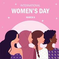 vrouwen dag Internationale viering. vector illustratie. geïsoleerd Aan roze creatief achtergrond