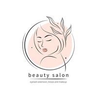 schoonheid salon logo. mooi vrouw gezicht. vector illustratie