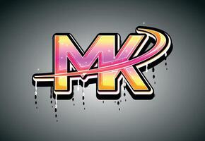 mk swoosh hand- belettering druipend graffiti alfabet vector sjabloon