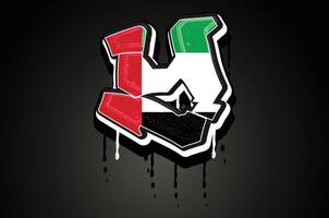 uae y hand- belettering graffiti druipend vector sjabloon