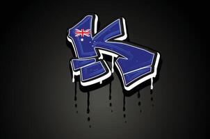 Australië vlag k hand- belettering graffiti alfabet vector sjabloon