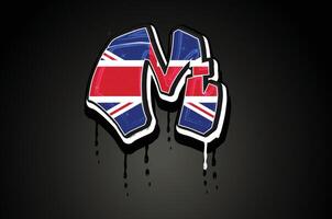 Engeland vlag m hand- belettering graffiti alfabet vector sjabloon