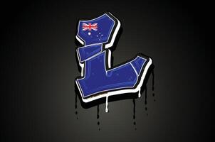 Australië vlag l hand- belettering graffiti alfabet vector sjabloon