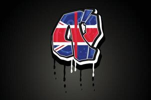 Engeland vlag q hand- belettering graffiti alfabet vector sjabloon