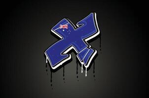 Australië vlag X hand- belettering graffiti alfabet vector sjabloon