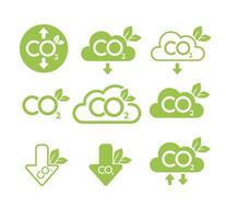 co2 neutrale icoon set. koolstof vector