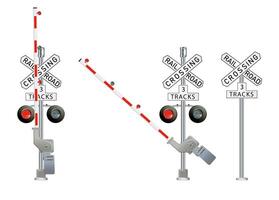 weg tekens en spoorweg kruispunt vector