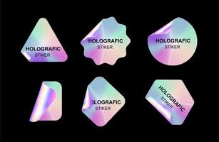 holografische stickers. hologram etiketten vormen vector