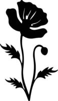 ai gegenereerd papaver zwart silhouet vector