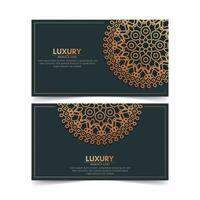 luxe mandala decoratieve kaart in gouden kleur vector