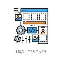 ui en ux ontwerper web ontwikkeling kleur lijn icoon vector