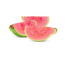 rijp rauw realistisch tropisch guava fruit plakjes, 3d vector