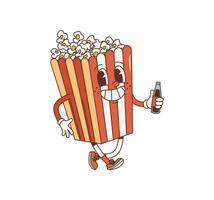 tekenfilm popcorn emmer grappig groovy karakter vector