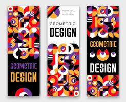 verticaal meetkundig banners met bauhaus patroon vector