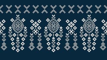 traditioneel etnisch motieven ikat meetkundig kleding stof patroon kruis steek.ikat borduurwerk etnisch oosters pixel marine blauw achtergrond. abstract,vector,illustratie. textuur, sjaal, decoratie, behang. vector