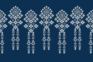 traditioneel etnisch motieven ikat meetkundig kleding stof patroon kruis steek.ikat borduurwerk etnisch oosters pixel marine blauw achtergrond. abstract,vector,illustratie. textuur, sjaal, decoratie, behang. vector