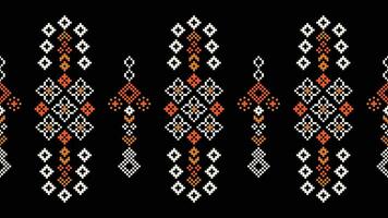 traditioneel etnisch motieven ikat meetkundig kleding stof patroon kruis steek.ikat borduurwerk etnisch oosters pixel zwart achtergrond.abstract,vector,illustratie. textuur, sjaal, decoratie, behang. vector