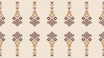 traditioneel etnisch motieven ikat meetkundig kleding stof patroon kruis steek.ikat borduurwerk etnisch oosters pixel bruin room achtergrond. abstract,vector,illustratie. textuur, sjaal, decoratie, behang. vector