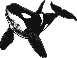 ai gegenereerd silhouet de orka of moordenaar walvis zwart kleur enkel en alleen vector