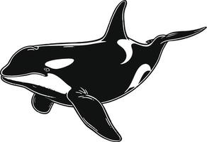 ai gegenereerd silhouet de orka of moordenaar walvis zwart kleur enkel en alleen vector