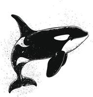 ai gegenereerd silhouet de orka of moordenaar walvis zwart kleur enkel en alleen vector