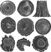 ai gegenereerd silhouet boom ringen hout zwart kleur enkel en alleen vector