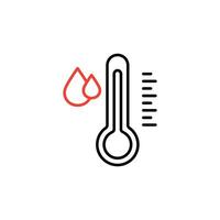 water temperatuur indicator icoon. kwik thermometer en water laten vallen kleur pictogram. verzameling van temperatuur en vochtigheid niveau merken. bewerkbare geïsoleerd vector illustratie.