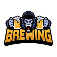 gorilla drinken bier vector illustratie