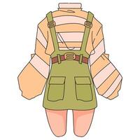 kleren en accessoires. mode vrouw overhemd en jasje, pak en rok illustratie vector