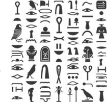 ai gegenereerd silhouet verzameling van oude Egyptische hiërogliefen symbool logo zwart kleur enkel en alleen vector