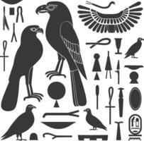 ai gegenereerd silhouet verzameling van oude Egyptische hiërogliefen symbool logo zwart kleur enkel en alleen vector