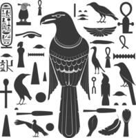 ai gegenereerd silhouet verzameling van oude Egyptische hiërogliefen symbool logo zwart kleur enkel en alleen vector