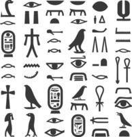 ai gegenereerd silhouet verzameling van oude Egyptische hiërogliefen symbool logo zwart kleur enkel en alleen vector