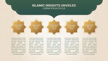 Islamitisch infographic ontwerp sjabloon met Arabisch ontwerp elementen en 5 gegevens points opties vector
