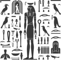 ai gegenereerd silhouet verzameling van oude Egyptische hiërogliefen symbool logo zwart kleur enkel en alleen vector