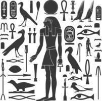 ai gegenereerd silhouet verzameling van oude Egyptische hiërogliefen symbool logo zwart kleur enkel en alleen vector