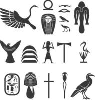 ai gegenereerd silhouet verzameling van oude Egyptische hiërogliefen symbool logo zwart kleur enkel en alleen vector