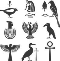 ai gegenereerd silhouet verzameling van oude Egyptische hiërogliefen symbool logo zwart kleur enkel en alleen vector