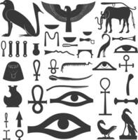 ai gegenereerd silhouet verzameling van oude Egyptische hiërogliefen symbool logo zwart kleur enkel en alleen vector