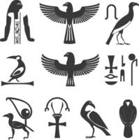 ai gegenereerd silhouet verzameling van oude Egyptische hiërogliefen symbool logo zwart kleur enkel en alleen vector