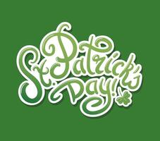 gelukkig st. patricks dag. belettering in wijnoogst stijl. kabouters, tekenfilm. vierbladig Klaver. mooi zo geluk. magie, religieus tradities. voor affiches, ansichtkaarten, spandoeken, ontwerp elementen vector