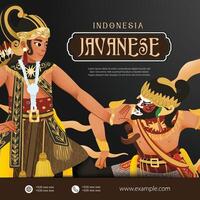 bambangan cakil soerakarta Indonesië cultuur cel schaduwrijk hand- getrokken illustratie vector